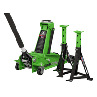 Sealey 3015CXHV Trolley Jack 3tonne Super Rocket Lift & Axle Stands (Pair) 3tonne Capacity per Stand-Hi-Vis