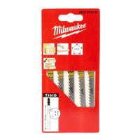 Milwaukee 4932274351 T101D Clean Cut Wood & Plastic Jigsaw Blades 75mm x 4mm (5 Pack)