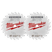 Milwaukee 4932471311 ATB Circular Saw Blade 165mm x 16mm 24T (2 Pack)