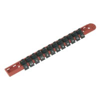 Sealey AK1412 Socket Retaining Rail with 12 Clips 1/4"Sq Drive