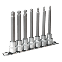 Sealey AK6212 Hex Ball-End Socket Bit Set 7pc Metric 3/8"Sq Drive 100mm