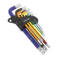 Sealey AK7197 Anti-Slip Long Ball-End Hex Key Set 9pcs - Imperial
