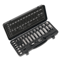 Sealey AK7971 Socket Set 34pc 3/8"Sq Drive 6pt WallDrive Metric Black Series