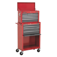Sealey AP22513BB Topchest & Rollcab Combination 13 Drawer with Ball Bearing Slides - Red/Grey