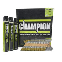 Champion 1st Fix 2.8 x 63mm Electro Galvanised Annular Ring Nails 3300 + 3 Fuel Cells