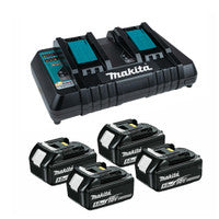 Makita DC18RD LXT Twin Port Rapid Charger with 4x BL1850B 5.0Ah Batteries