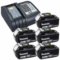 Makita DC18SD 14.4-18V Charger with 5 x 5.0Ah Batteries