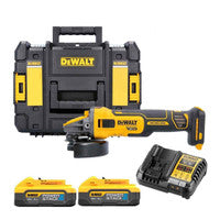 DeWalt DCG409H2T-GB 18V XR Brushless 125mm Angle Grinder with 2x 5.0Ah Powerstack Batteries