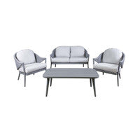 Dellonda DG59 Echo 4-Piece Aluminium Outdoor Sofa, Armchairs & Coffee Table Set