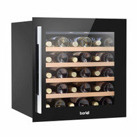 Baridi DH206 60cm Built-In 36 Bottle Wine Cooler with Beech Wood Shelves and Internal LED Light, Black