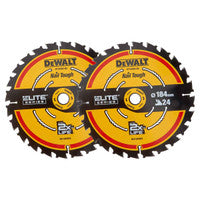 DeWalt DT10302-QZ Elite Series Circular Saw Blade 184mm x 16mm 24T (2 Pack)