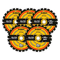 DeWalt DT10624-QZ Extreme Circular Saw Blade for Wood 165 x 20mm 24T (5 Pack)