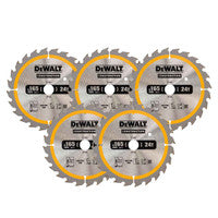 DeWalt DT1949-QZ Construction Circular Saw Blade 165mm x 20mm 24T (5 Pack)