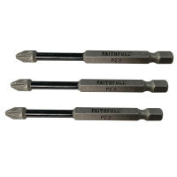 Faithfull FAISBPZ275IM Pozidriv Impact Screwdriver Bits PZ2 x 75mm (Pack of 3)