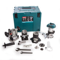 Makita DRT50ZJX3 LXT 1/4" Brushless Cordless Router with 4 Bases & 2 Guides (Body Only)