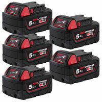 Milwaukee M18B5 18V 5.0Ah Redlithium-Ion Slide Battery (5 Pack)