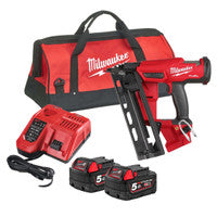 Milwaukee M18FN16GA-502X 18V Fuel 16 Ga Angled Second Fix Finish Nailer with 2x 5.0Ah Batteries