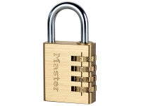 Master Lock MLK604 Brass Finish 40mm 4-Digit Combination Padlock