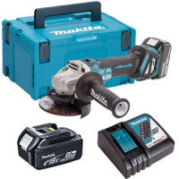 Makita DGA463RTJ 18V Brushless 115mm Angle Grinder with 2x 5.0Ah Batteries