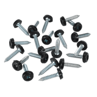 Sealey PTNP7 Number Plate Screw Plastic Enclosed Head 4.8 x 24mm Black Pack of 50
