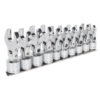 Sealey S01043 Flexible Crow's Foot Open End Spanner Set 10pc 3/8"Sq Drive Metric