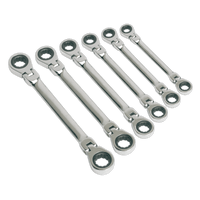Sealey S0806 Flexi-Head Double End Ratchet Ring Spanner Set 6pc Metric