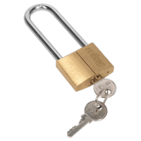 Sealey S0989 Brass Body Padlock with Brass Cylinder Long Shackle 40mm