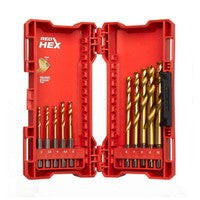 Milwaukee 4932493865 Shockwave„¢ Red Hex HSS-TIN Metal Drill Bit Set (10 Pieces)