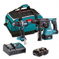 Makita DLX2204TX3 18V Cordless Combi & Hammer Drill Twin Pack with 2x 5.0Ah Batteries