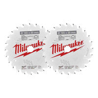 Milwaukee 4932471931 TCT Circular Saw Blade 165mm x 20mm 24T (2 Pack)