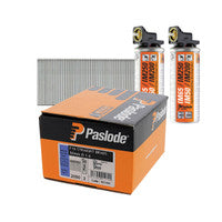 Paslode 921591 F16 1.6mm x 50mm Galvanised Straight Brad Nails (2000 Pack & 2 Fuel Cells)