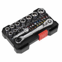 Sealey AK2111 Socket & Bit Set 1/4" Sq Drive Colour-Coded (31 Pieces)