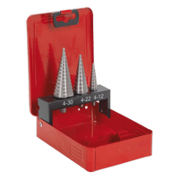 Sealey AK4733 HSS M2 Step Drill Bit Set 3pc Double Flute