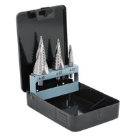 Sealey AK4749 HSS 4341 Step Drill Bit Set 3pc Spiral Flute