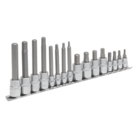 Sealey AK6219 Hex Socket Bit Set 16pc 1/4" & 3/8"Sq Drive