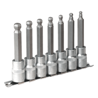 Sealey AK622 Hex Ball-End Socket Bit Set 7pc 100mm 1/2"Sq Drive Metric