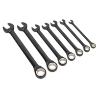 Sealey AK7978 Combination Ratchet Spanner Set 7pc Black Series Metric