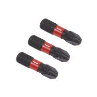 Sealey AK8209 Pozi #3 Impact Power Tool Bits 25mm - 3pc