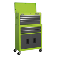 Sealey AP2200BBHV Topchest & Rollcab Combination 6 Drawer with Ball Bearing Slides - Hi-Vis Green/Grey