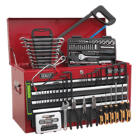 Sealey AP2201BBCOMBO Topchest 6 Drawer with Ball Bearing Slides - Red/Grey & 98pc Tool Kit
