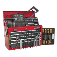 Sealey AP22509BBCOMB Topchest 9 Drawer with Ball Bearing Slides - Red/Grey & 205pc Tool Kit