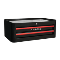 Sealey AP28102BR Mid-Box 2 Drawer Retro Style - Black with Red Anodised Drawer Pulls