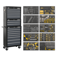 Sealey AP35TBCOMBO Tool Chest Combination 16 Drawer with Ball Bearing Slides - Black/Grey & 420pc Tool Kit