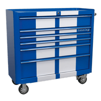 Sealey AP41206BWS Rollcab 6 Drawer Wide Retro Style - Blue with White Stripes