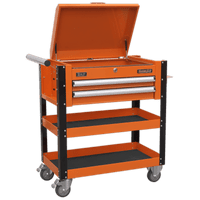Sealey AP760MO Heavy-Duty Mobile Tool & Parts Trolley 2 Drawers & Lockable Top - Orange