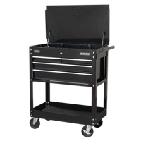 Sealey AP850MB Heavy-Duty Mobile Tool & Parts Trolley with 4 Drawers & Lockable Top - Black