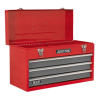 Sealey AP9243BB Tool Chest 3 Drawer Portable with Ball Bearing Slides - Red/Grey