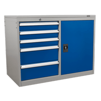 Sealey API1103B Industrial Cabinet/Workstation 5 Drawer & 1 Shelf Locker