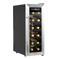 Baridi DH74 12 Bottle Wine Cooler with Digital Touchscreen Controls & LED Light, Stainless Steel