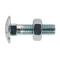 Sealey CBN1040 Coach Bolt & Nut M10 x 40mm Zinc DIN 603 Pack of 50